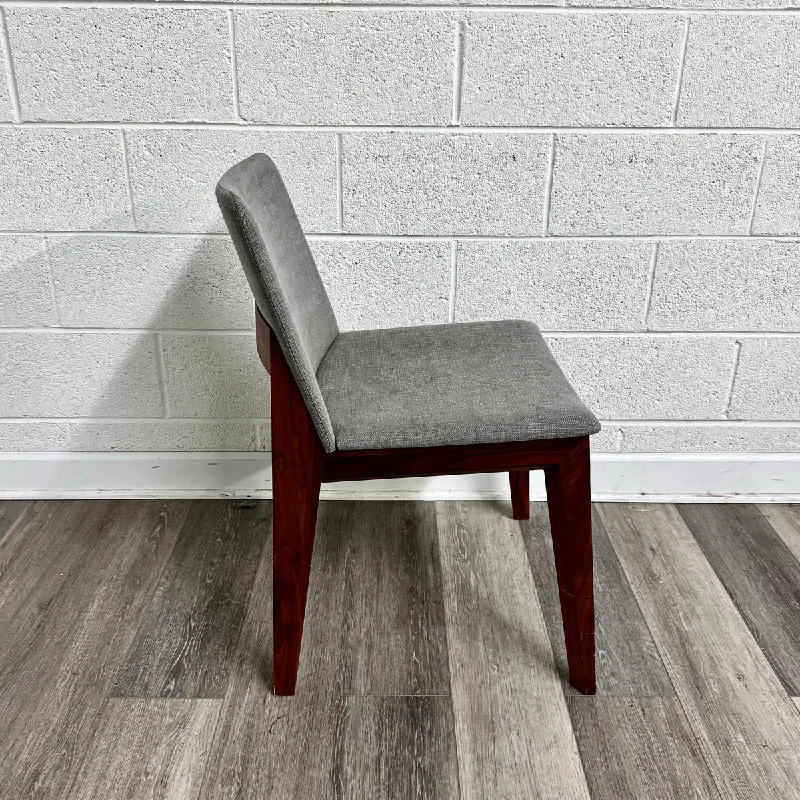 Upholstered Gray Chair With Wood Base