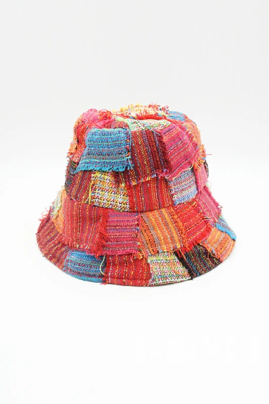 Frayed Patchwork Bucket Hat