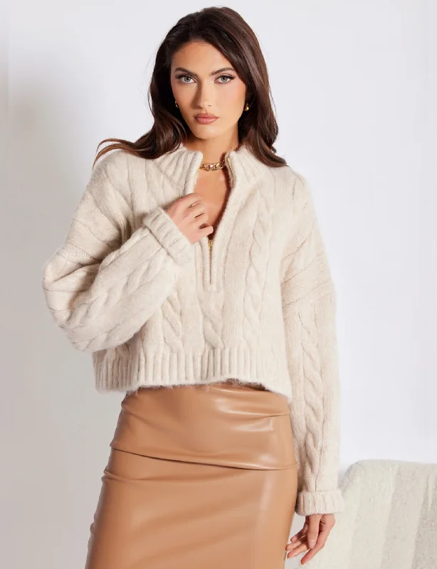 Kyla Cableknit Sweater, Oatmeal