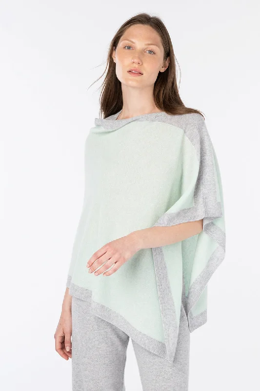 Kinross Cashmere Contrast Trim Poncho