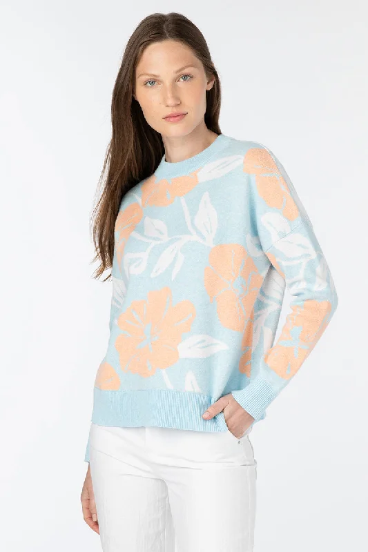 Kinross Cashmere Floral Crew