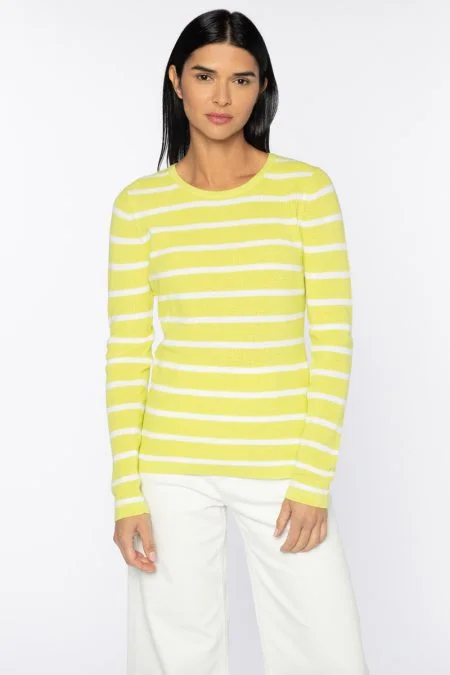 Kinross Cashmere Thermal Striped Crew