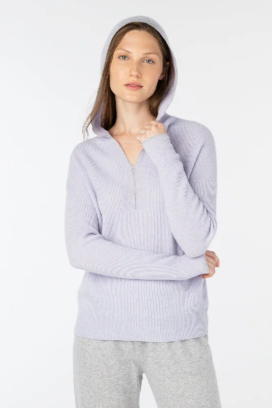 Kinross Cashmere Tipped Rib Hoodie