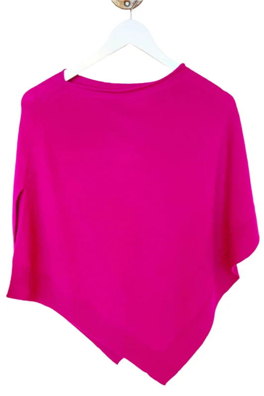 Not Shy Cashmere Poncho Cape in Fuchsia