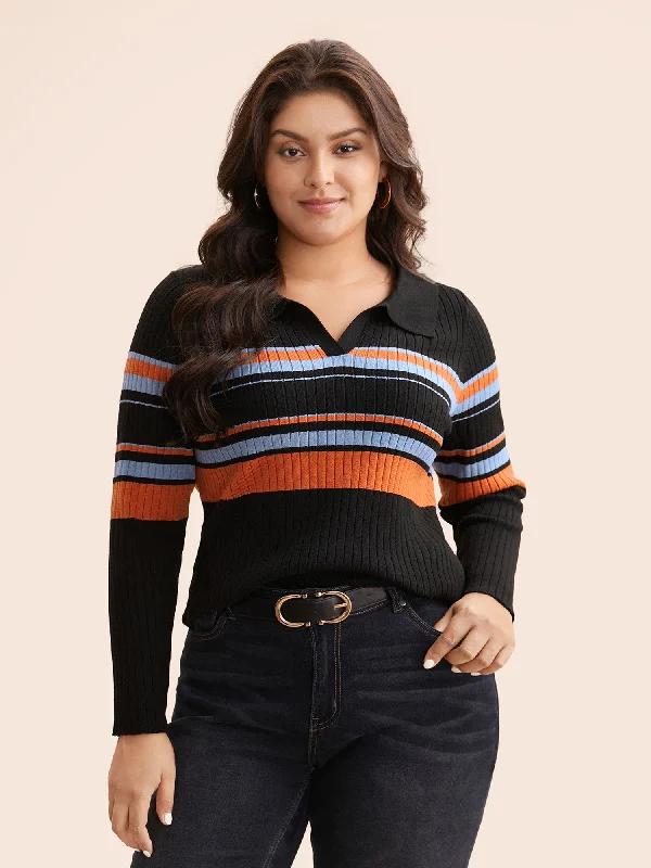 Supersoft Essentials Colored Striped Polo Neck Pullover