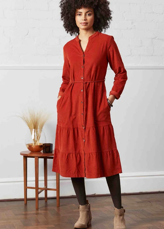 Carrie Cord Tiered VELCRO® Brand Fastening Shirt Dress