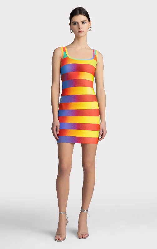 RAINBOW BANDAGE SCOOP TANK MINI DRESS