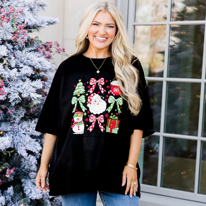 Classic Christmas Boyfriend Tee, Black