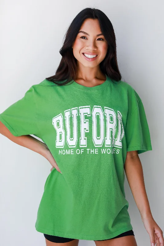 Green Buford Home Of The Wolves Block Letter Tee