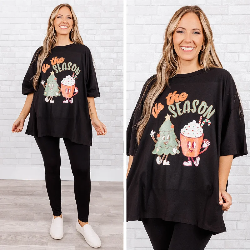 Season of Friends Boyfriend Tee, Black