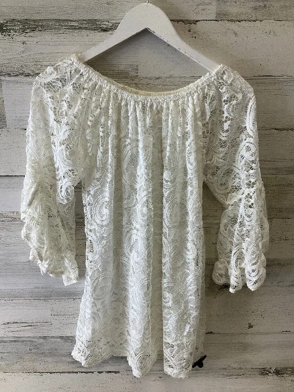 Blouse 3/4 Sleeve By Winwin In White, Size: S