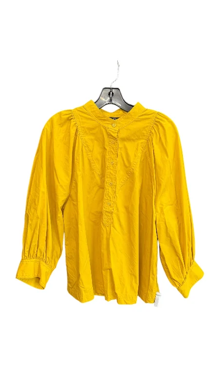 Blouse Long Sleeve By Banana Republic In Yellow, Size: Lp