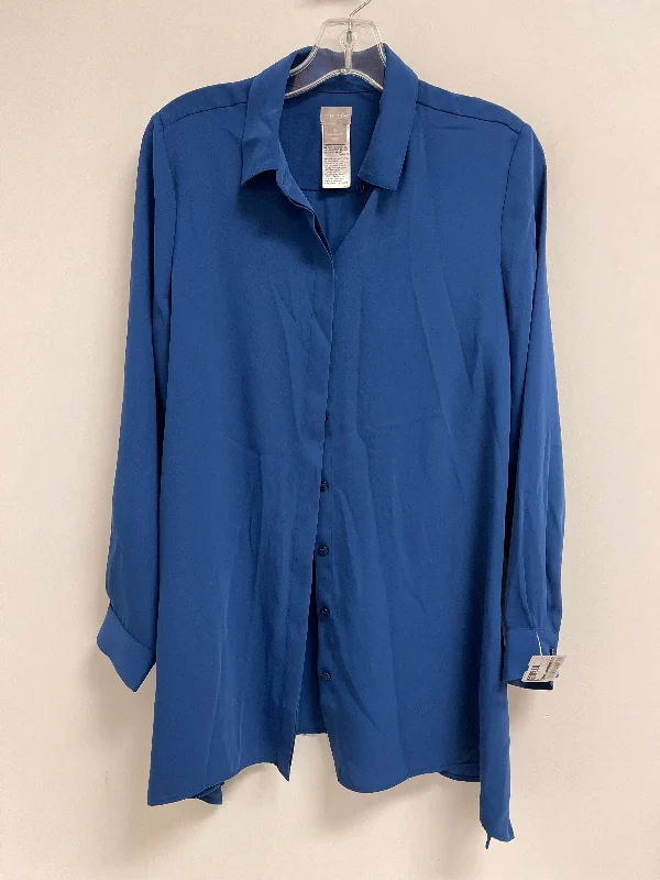 Blouse Long Sleeve By Chicos In Blue, Size: S