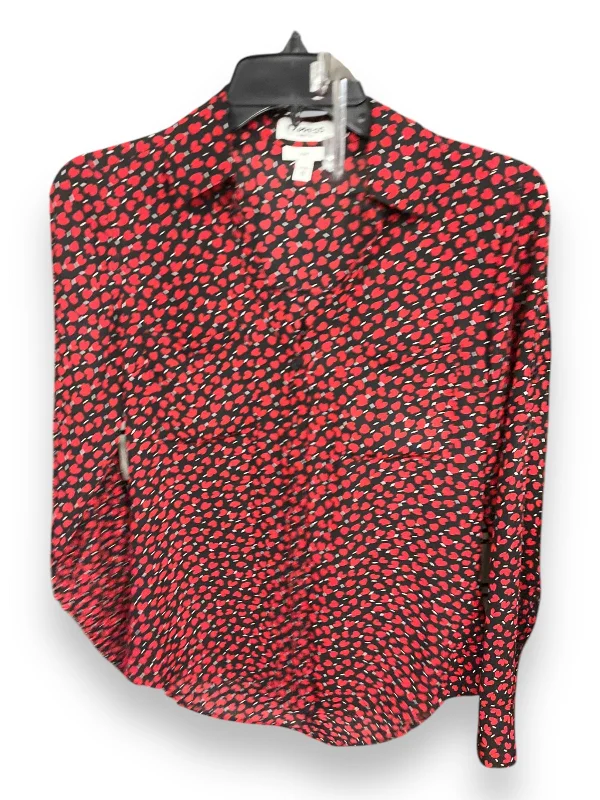 Blouse Long Sleeve By Express In Black & Red, Size: Xs