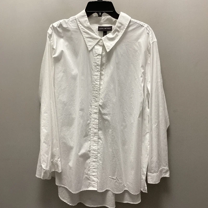 Blouse Long Sleeve By Lane Bryant In White, Size: 4x