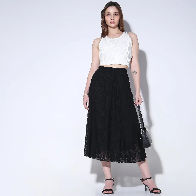 Regular Fit Solid High Rise Skirt