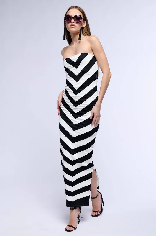 A DAY IN THE HAMPTONS STRIPED MAXI DRESS