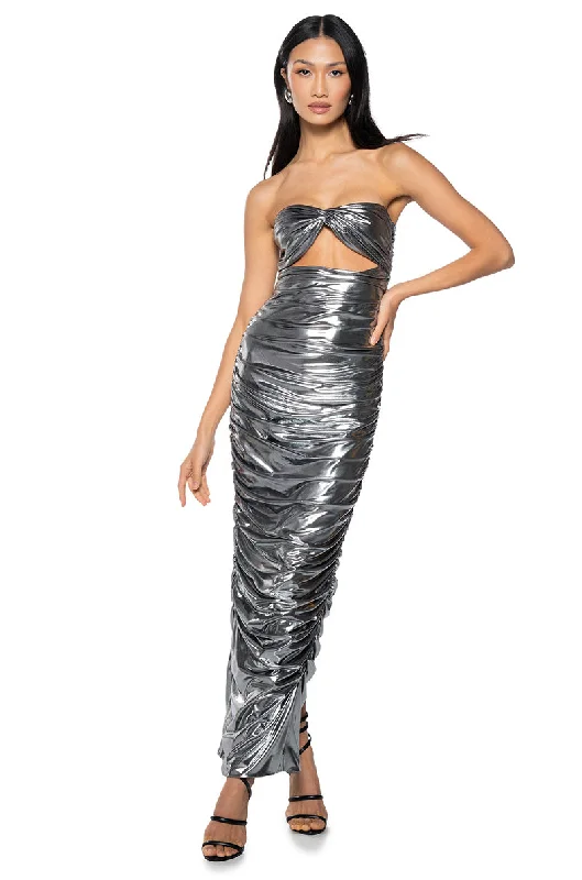 BENNIE METALLIC CUT OUT MAXI DRESS