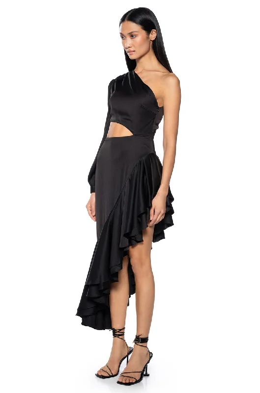 CHA CHA HIGH LOW CUTOUT MAXI DRESS IN BLACK