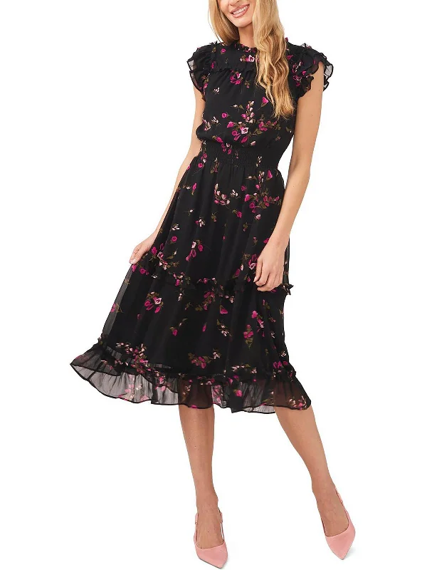 Fallen Leaves Womens Floral Long Maxi Dress