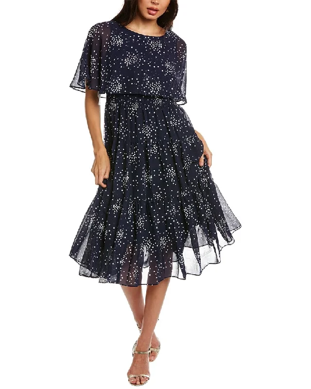 Julian Taylor Printed Chiffon Midi Dress