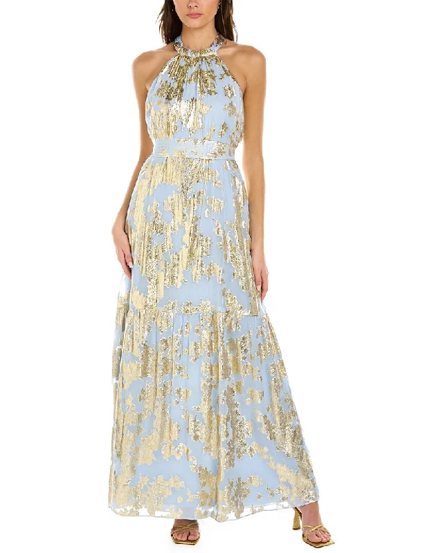 ML Monique Lhuillier Chiffon Silk-Blend Maxi Dress