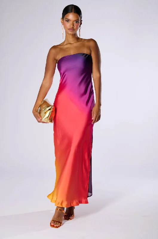 NOT GOING ANYWHERE SATIN MAXI DRESS