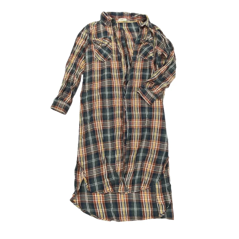 PLAID PATTERN DRESS CASUAL MIDI by NATURAL LIFE Size:M