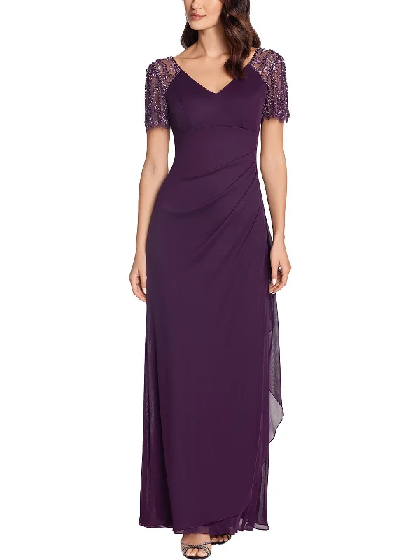 Plus Womens Embellished Maxi Evening Dress