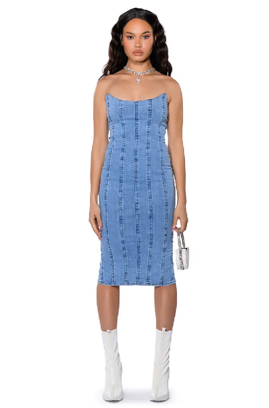 THOSE WHO GET IT DENIM MIDI DRESS