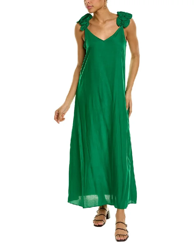 Vince Camuto Ruffle Shoulder Maxi Dress