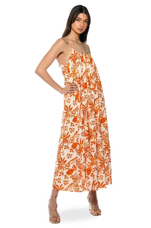 WALK ON THE BEACH PRINTED MAXI DRESS