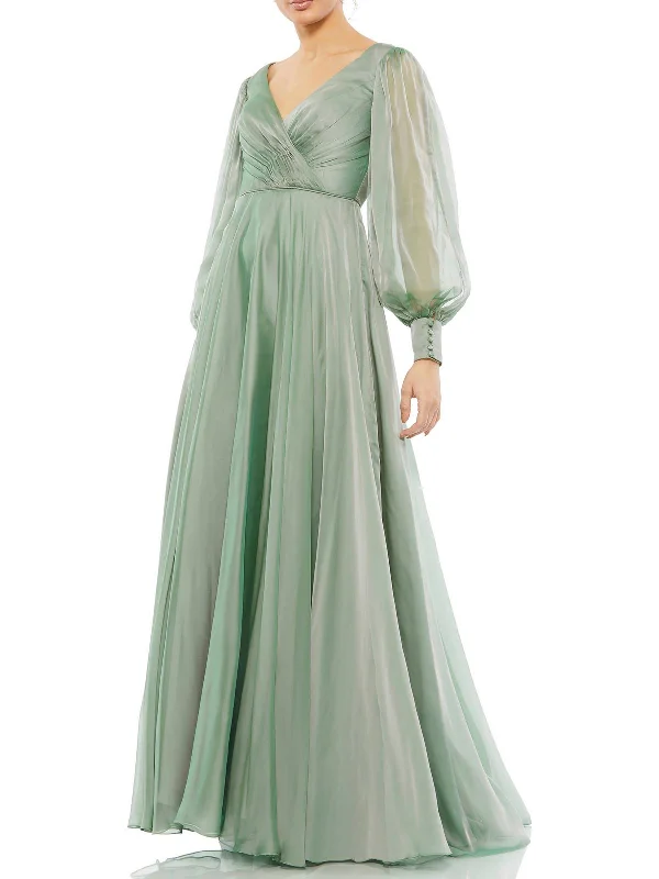 Womens Bishop Sleeve Maxi Evening Dress