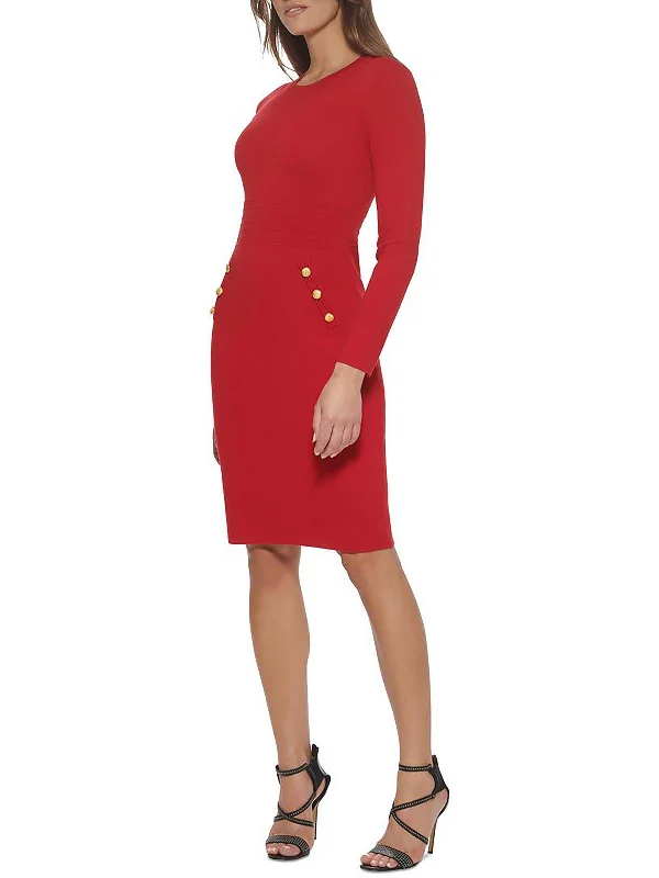 Womens Button Front Midi Sweaterdress