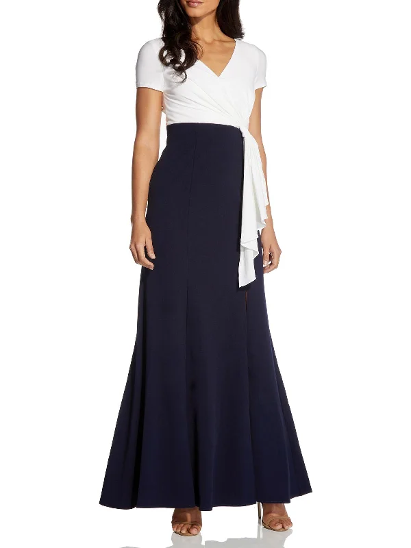 Womens Crepe Maxi Evening Dress