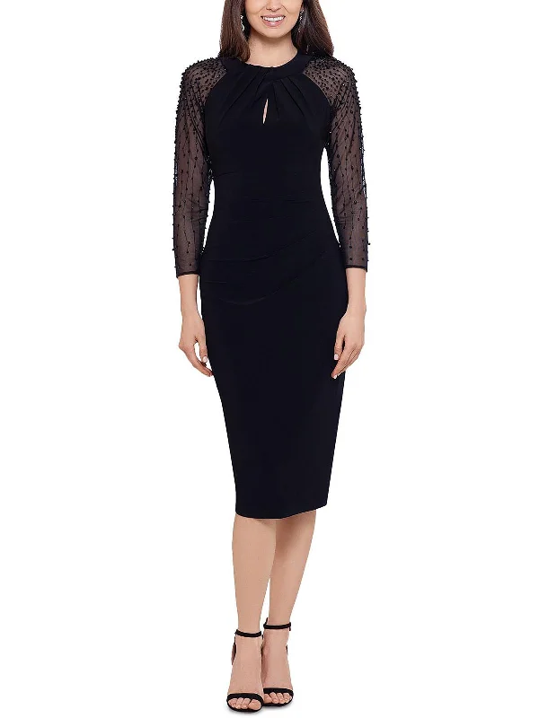 Womens Embellished Midi Sheath Dress