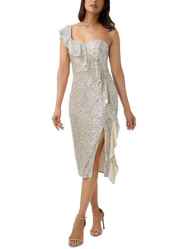 Womens Sequined Midi Cocktail and Party Dress