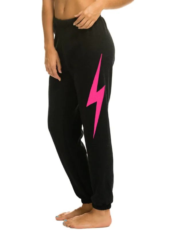 Bolt Women's Sweatpants, Black/Neon Pink