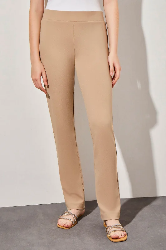 Plus Size Stretch Deco Crepe Straight-Leg Pants