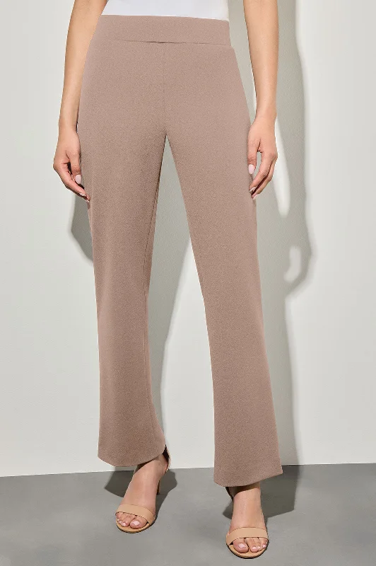 Stretch Deco Crepe Straight-Leg Ankle Pants