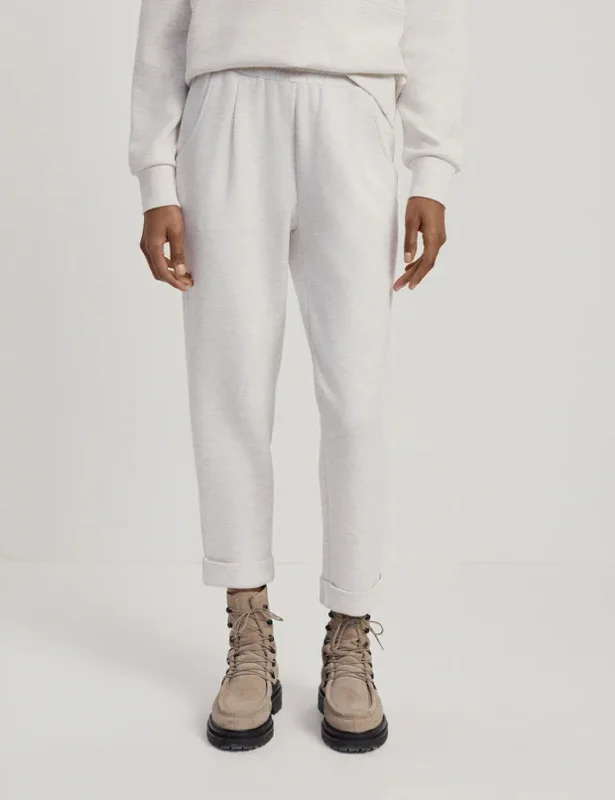 The Rolled Cuff Pant 25" - Ivory Marl