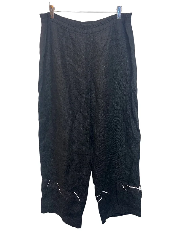 Women's Black Linen Trousers (W36)