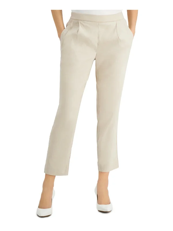 Womens Pleat Front Slim Leg Ankle Pants