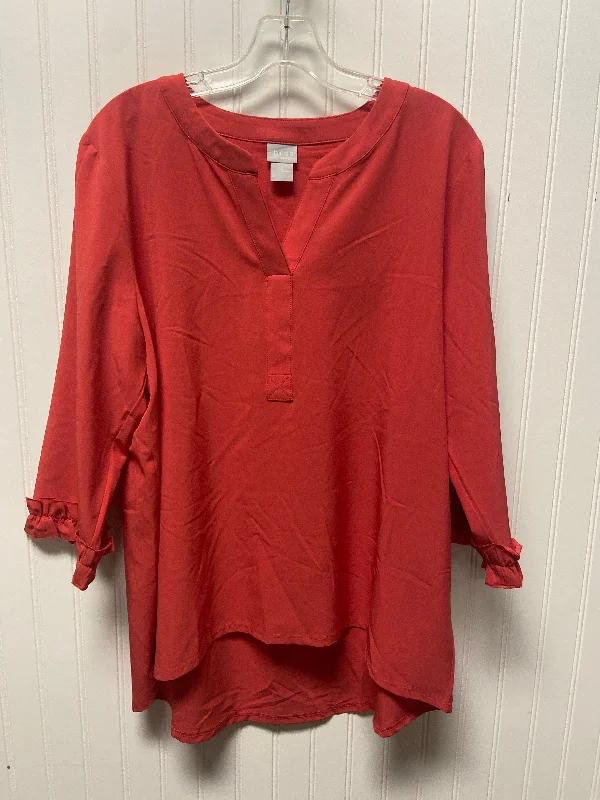 Top Long Sleeve Basic By Chicos In Coral, Size: L