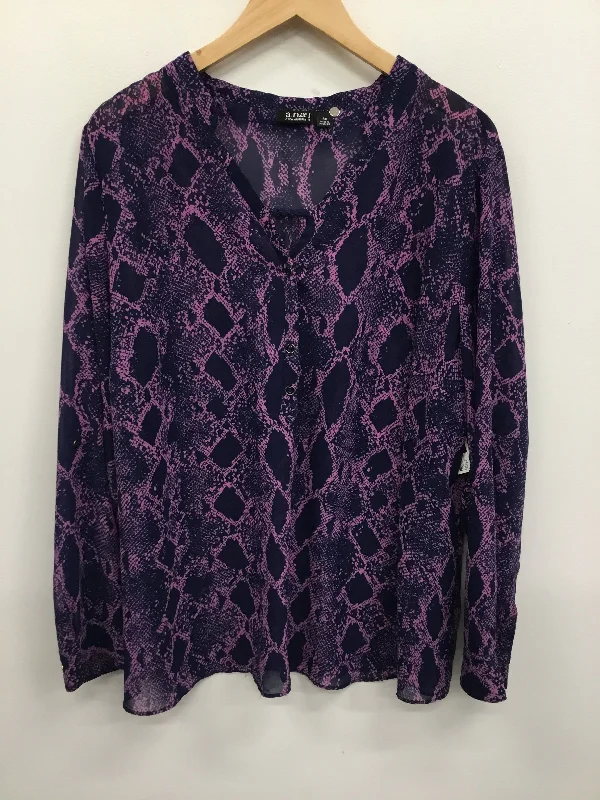 Top Long Sleeve By Ana In Purple, Size: 3x