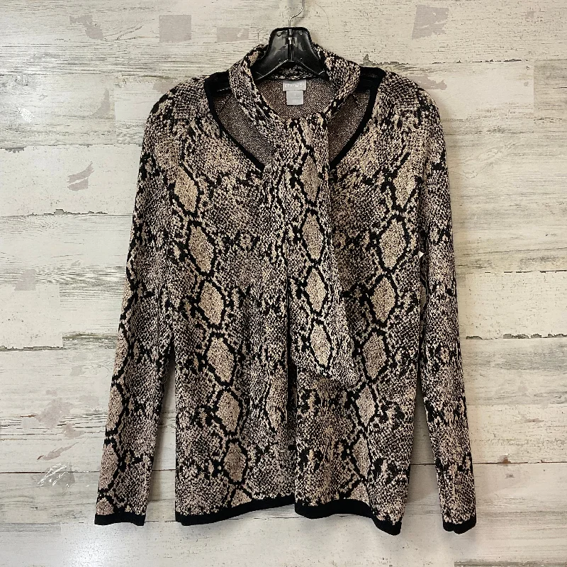 Top Long Sleeve By Chicos In Black & Gold, Size: M