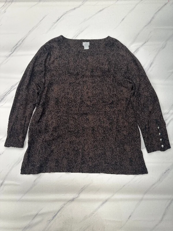 Top Long Sleeve By Chicos In Brown, Size: Xl