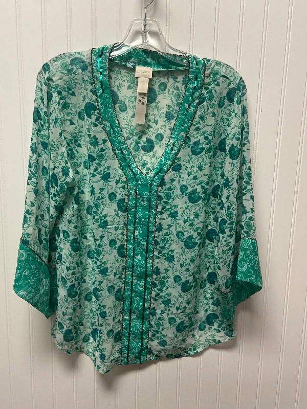 Top Long Sleeve By Chicos In Green, Size: S