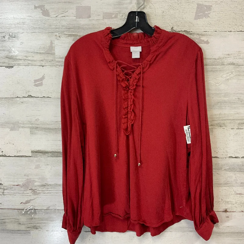 Top Long Sleeve By Chicos In Orange, Size: L