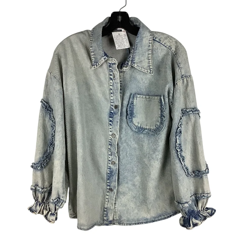 Top Long Sleeve By Cmc In Blue Denim, Size: L